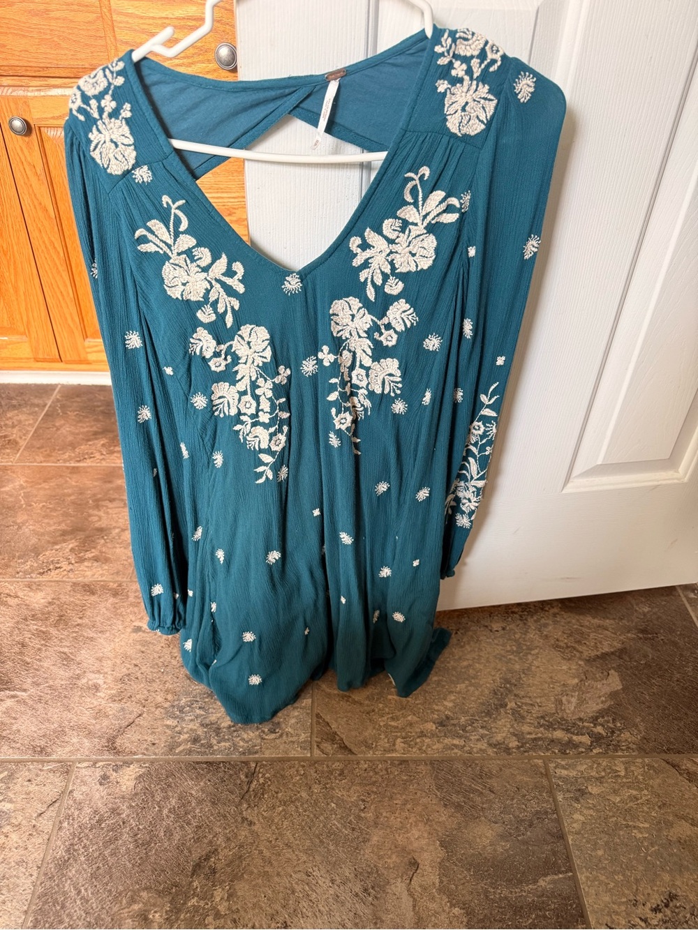 Free People Long Sleeve Flowy Embroidered Tunic Dress size XS